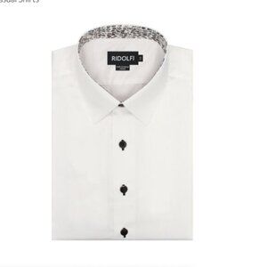 Plain White Casual Shirt With Paisley Insert